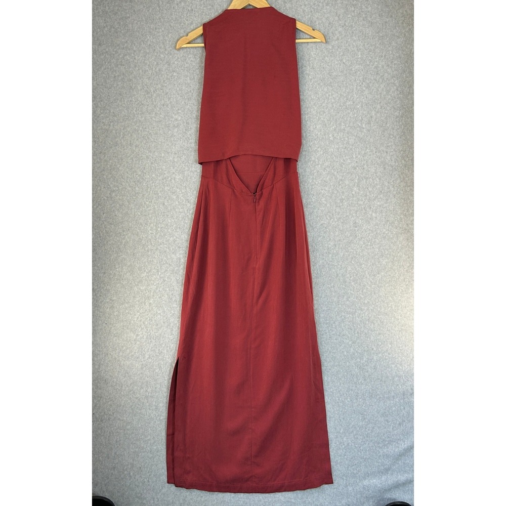 Tommy Bahama Womens Size 2 Red 100% Silk Wrap Tie Front Sleeveless Maxi Dress - Picture 6 of 16